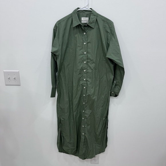 J. Crew Western Cotton Belted Poplin Utility pale cypress Shirtdress Sz 2 - Picture 2 of 6